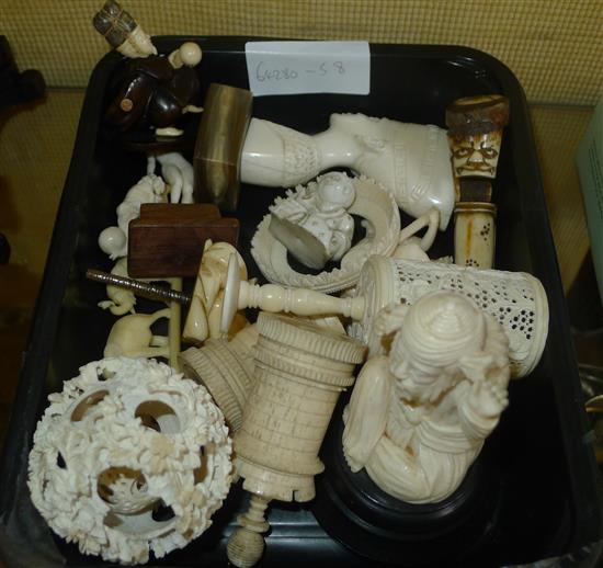 Various ivory figures etc